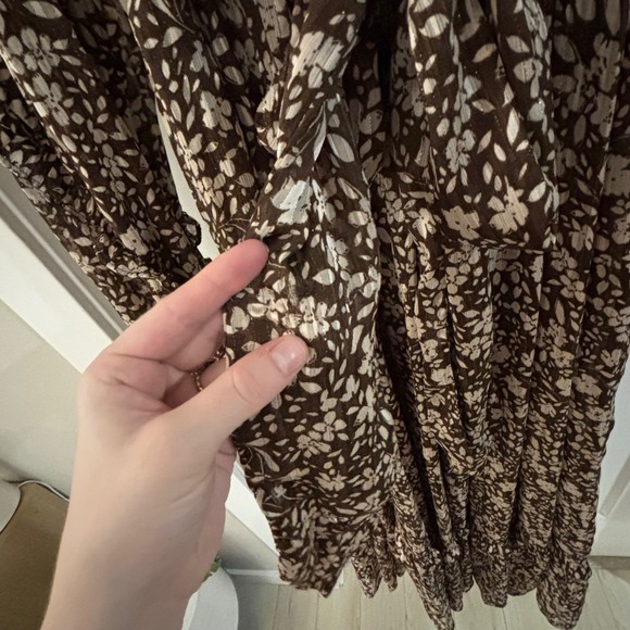 Sabina Musayev Large Legend Dress Brown Floral Ruffle Tiered Midi Boho Read - Picture 13 of 15